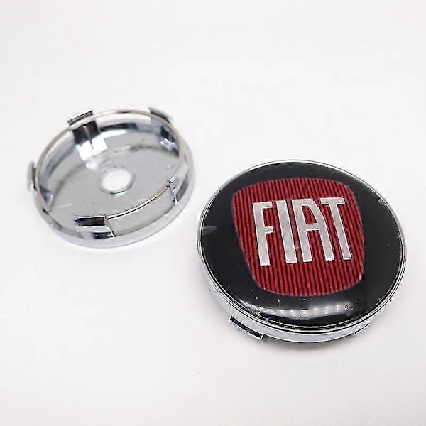 4 stk. 60mm Hjulkapsler til Fiat 500 - Støvbeskyttende Dæksel Emblem til Punto Stilo Bravo Ducato Freemont 124 600 c