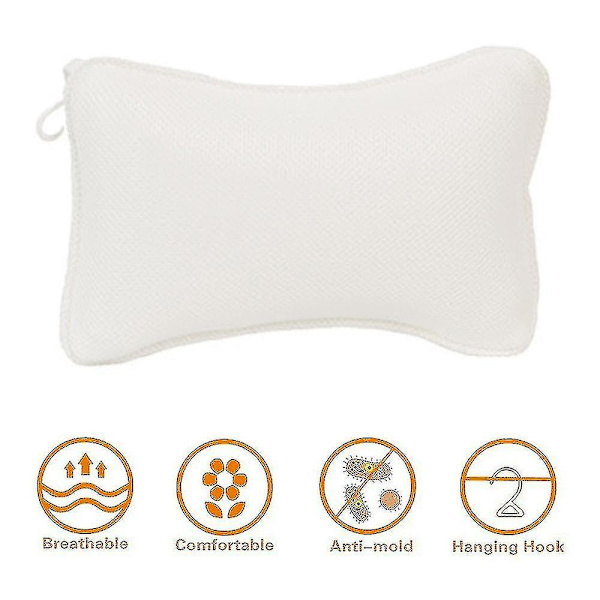 Ergonomisk Tjock Lyxig Badkar Spa Kudde, Halksäker Med 2 Sugkoppar För Perfekt Huvud-, Nacke-, Rygg- Och Axelstöd