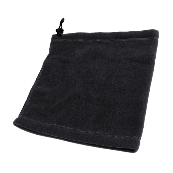 Svart unisex termisk halsvärmare med justerbar dragsko - Fleece ansiktsmask halsduk för vinterskidåkning
