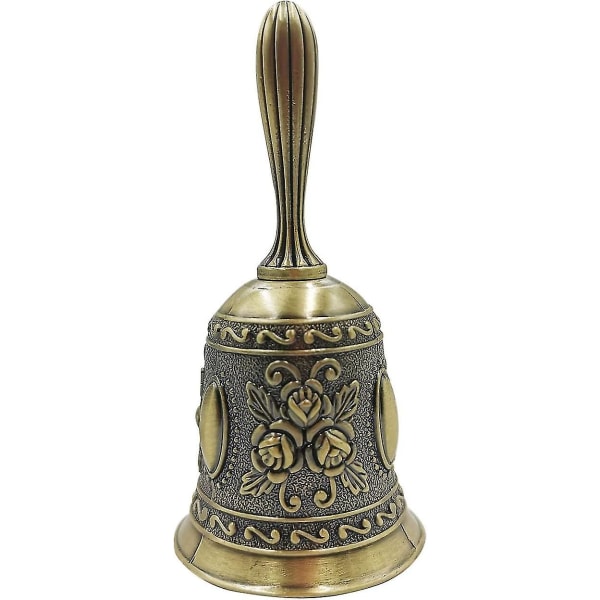 Retro Brons Hand Bell Antik Mässing Ring Bell Bröllopsklockorbrons1st