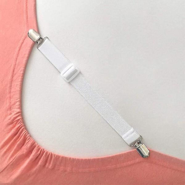4 stk. Elastiske lakenholdere med dobbelthodeklips