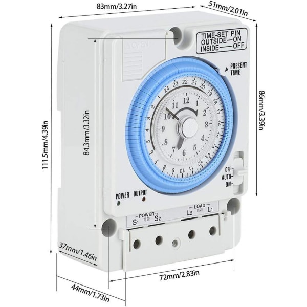 Mekaaninen ajastin, Ac100-240v 2w ajastinkytkin Teollisuus 24h mekaaninen ajoituskytkin Tb35-n summerilla Sähkötarvikkeet(tb35-n)