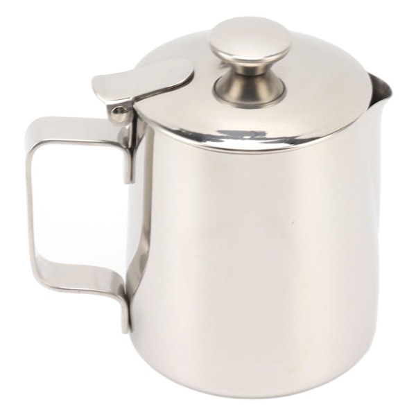 350 ml melkeskummer i rustfritt stål med lokk - perfekt for cappuccino og kaffeskum