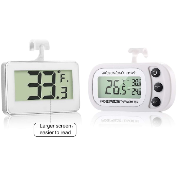 Køletermometer Digitalt frysetermometer Rum Køletermometer LCD-skærm Vandtæt frysertermometer med temperaturaflæsningskrog 3 stk.