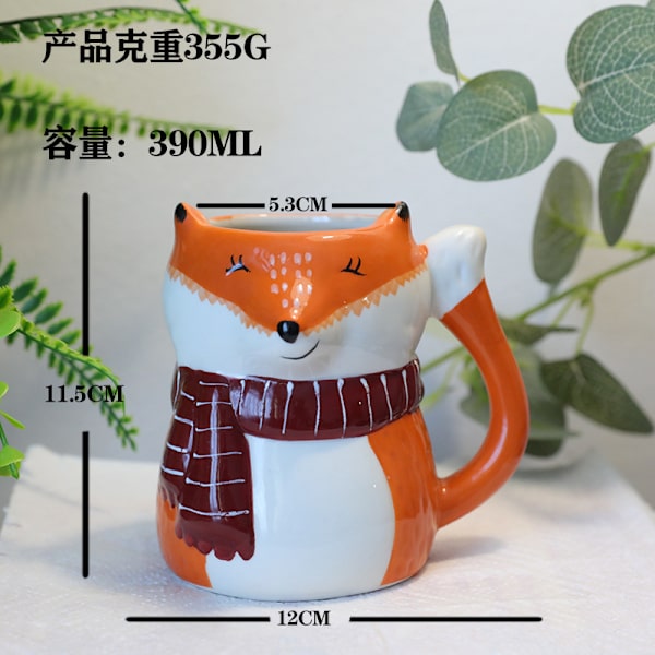 Ins Style Søt Julenissen Keramikkopp, Kreativ Gaveeske, Julekopp, Høytidsgave fox mug 301-400ml
