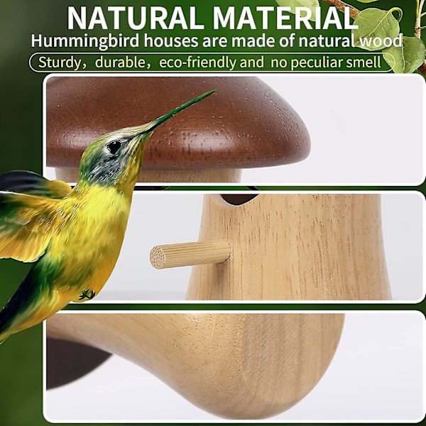 Hummingbird House Mushroom Trä Hummingbird Hus För Utomhus För Häckning Trädgårdspresenter Hem Gar
