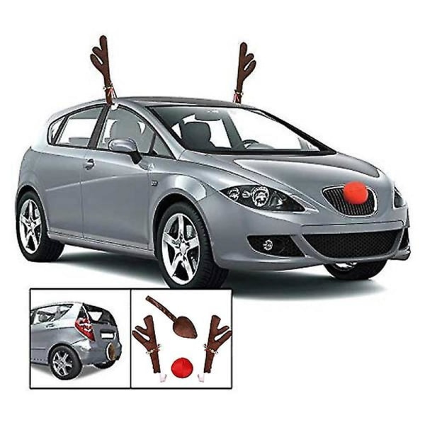 Renntier Dekoration Auto Fahrzeug Nase Horn Kostüm Set Rudolph Weihnachten Rentier Rote Nase Ornamente