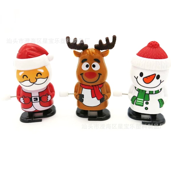 Vind-upp leksaker för barn, Vind-upp gående jultomte älg vind-upp leksaker, julklappar walking chubby christmas tree
