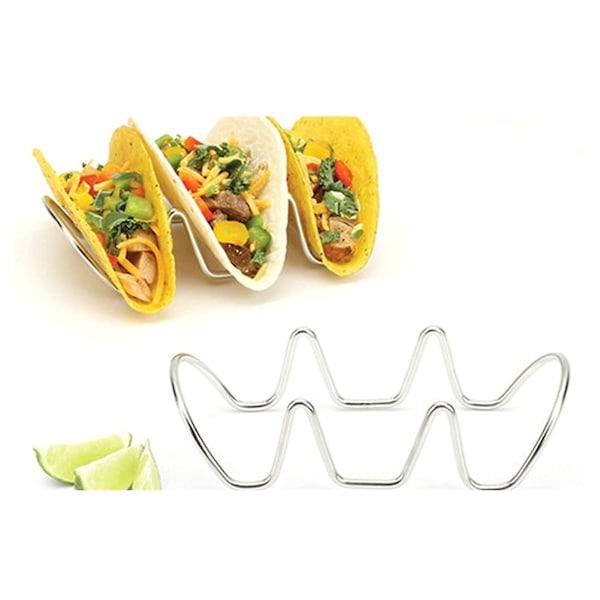 Taco-holder i rustfritt stål - U-formet design for baking og servering - 3 rister for fester og sammenkomster