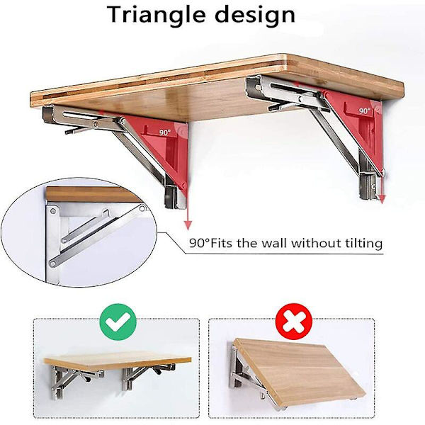 Folding Shelf Bracket, 12/300mm Rustfritt Stål Veggmontert Folding Bracket, 2 Pack Heavy Duty Retractable Folding Console Bracket For Garage Workbenc