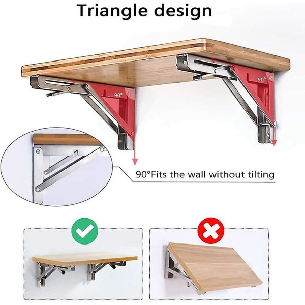 Taitettava hyllyteline, 12/300 mm ruostumattomasta teräksestä valmistettu seinäkiinnike, 2 kpl raskaaseen käyttöön vedettävä taitettava konsolin kiinnike autotallityöpöydälle