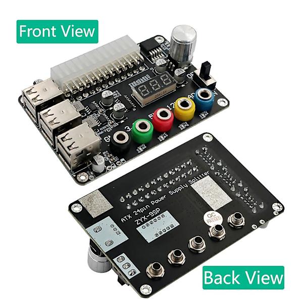 6-port USB ATX24p strømforsynings breakout-kort  Justerbar spændingsknap Nulstilling