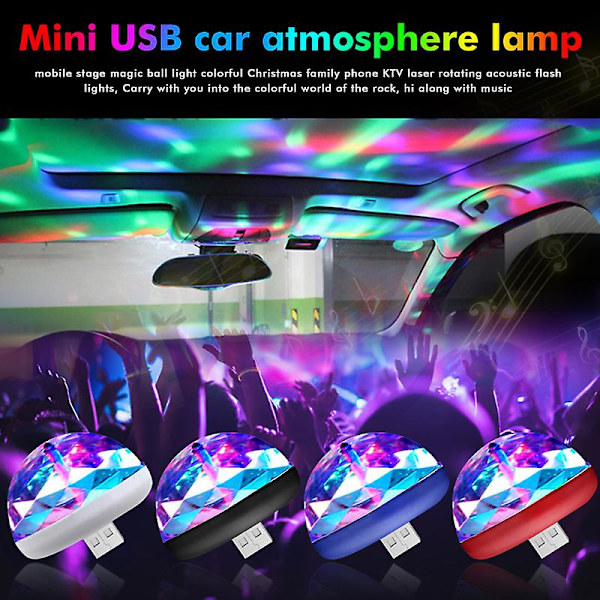 4 stk. USB Partylys Bil Atmosfærisk Lys Disco Lys Hot Field Jump DJ Discokugle Scene Lampe