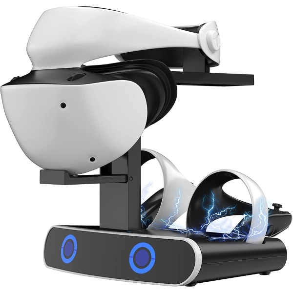 Ladestasjon for Ps Vr2-kontrollere og headsetstativ, trådløs kontaktladestasjon for 2 kontrollere, Ps-vr2-laderstasjon