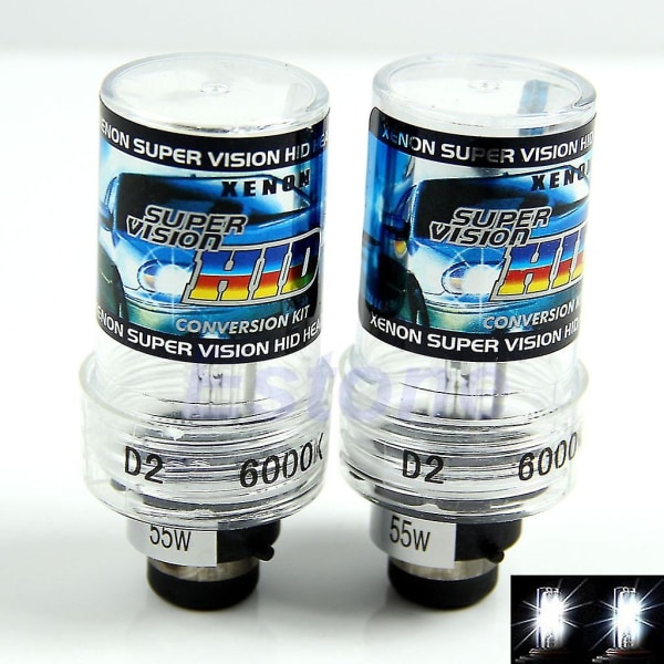 2 stk. D2s 6000k 55w til Hid Xenon udskiftning forlygtepære billygter lamper nye
