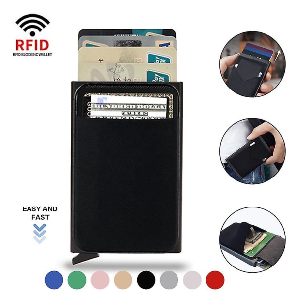 Korthållare RFID Stöldskydd Kreditkortslåda Auto Pop-up Korthållare -Rosa