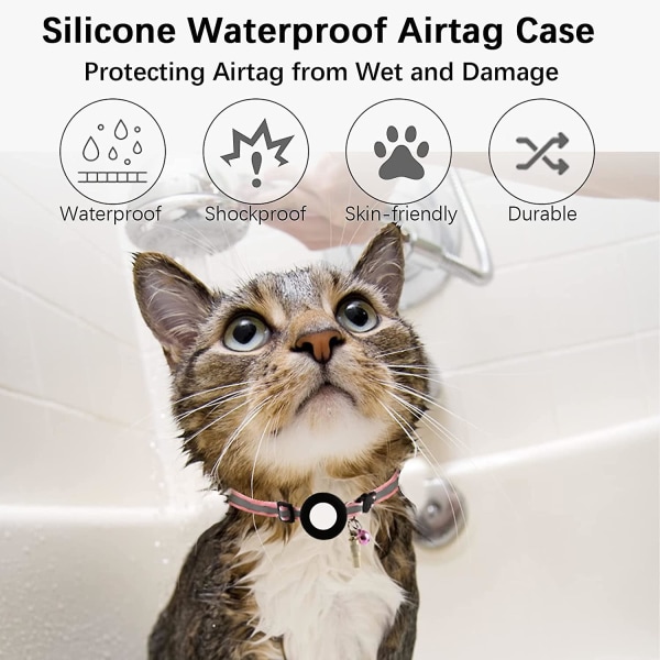 Reflekterende kattehalsbånd med klokke, navneadresse og sikkerhetslås, luftmerke GPS-halsbånd Kattunge kompatibel for justerbare 18-27 cm kattehalsbånd Pet Ac