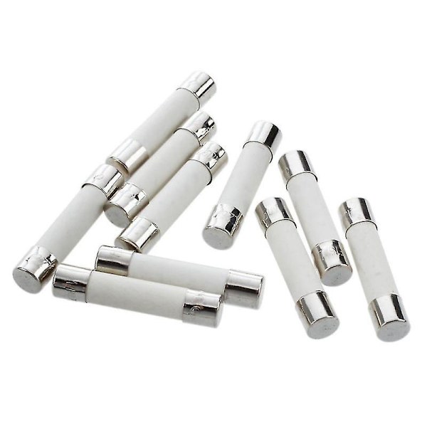10 stk. AC 250 V 15 A 6 x 30 mm, Højhastigheds Cylindrisk Sikring Rør Keramik Hvid + Sølv