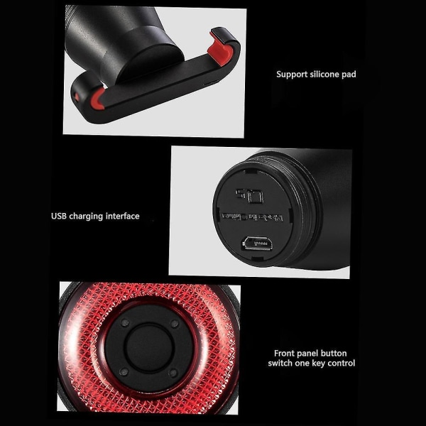 Sykkel Q5 Baklys Intelligent Sensing Bremslys Utstyr Natt Baklys