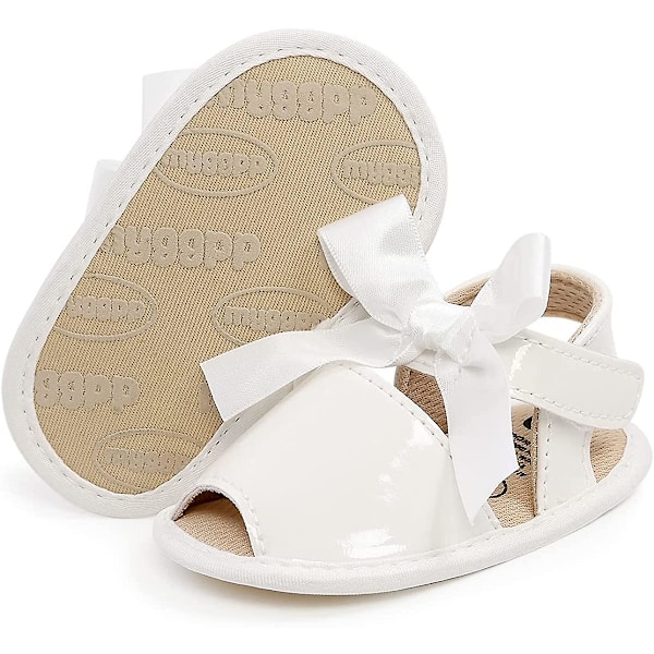 Spädbarn Baby Flickor Sommar Sandaler Med Blomma Mjuk Sula Nyfödd Småbarn Första Walker Spjälsäng Klänning Skor 16 white 6-12 months infant