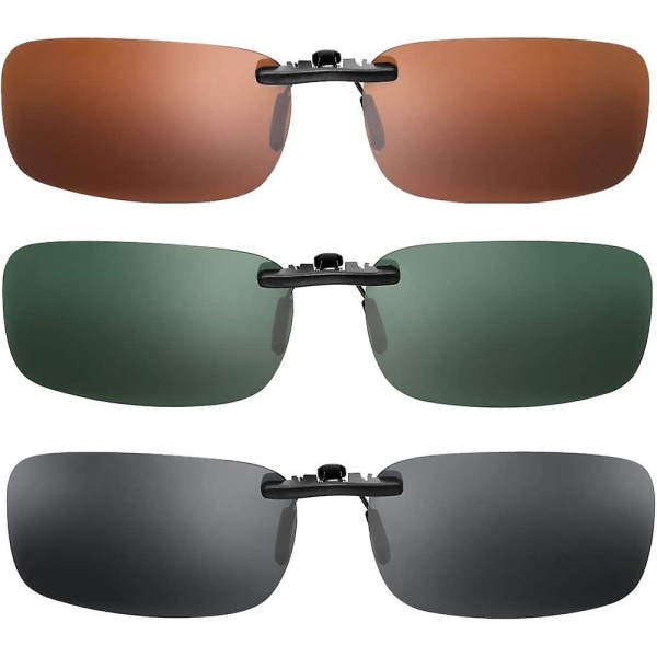 3 stk Clip polariserede solbriller Linser Uv solbriller skærme Udendørs solbriller Clip skærme til mænd kvinder