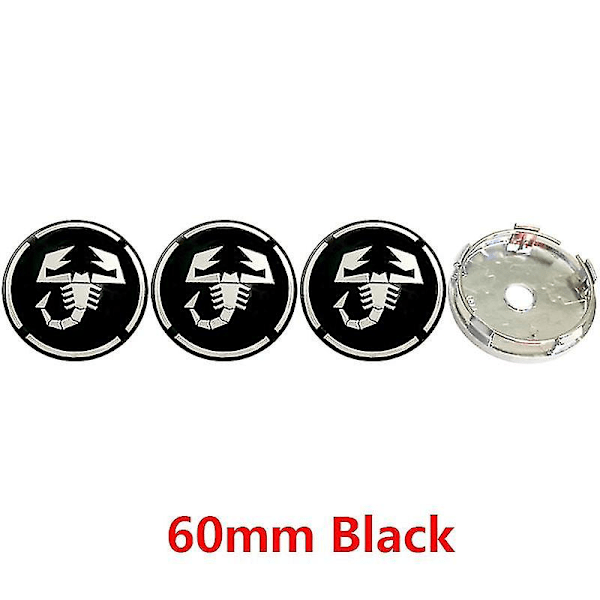 4 kpl 56 mm 60 mm Abarth-vanteiden keskihubin kannat, vanteiden peitteet, D-tarra, tarra, auton tyyli 4pcs 60mm black