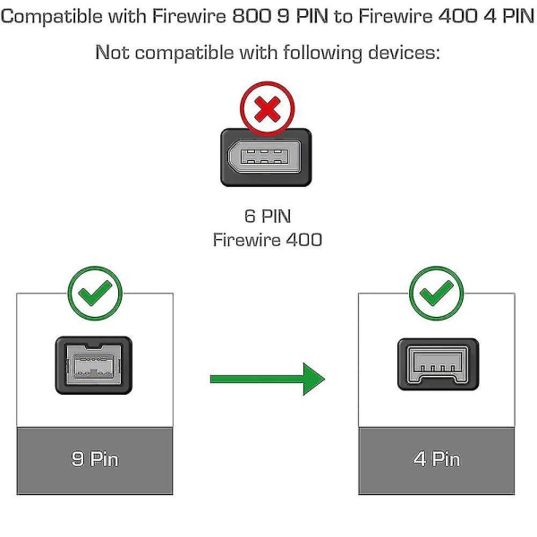 Ieee 1394 Firewire 800 til 400 Firewire Firewire 9 til 4 datakabel