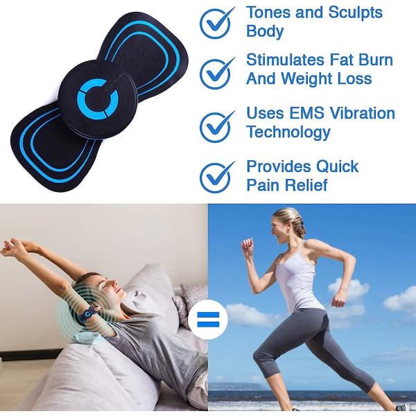 2st Mini Ems bärbar elektrisk nackmassageapparat, cervikal massage för smärtlindring, minimassageanordning