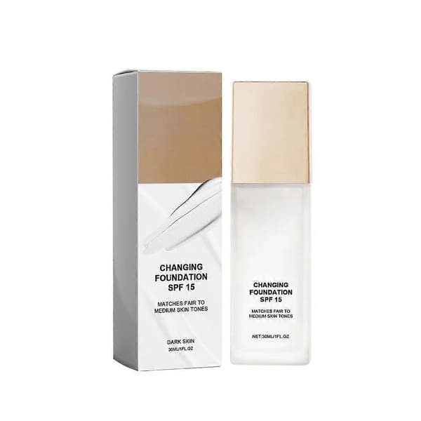 Fargeendrende Foundation, SPF15 Concealer Daglig Sminkebasekrem-30ml Dark Skin