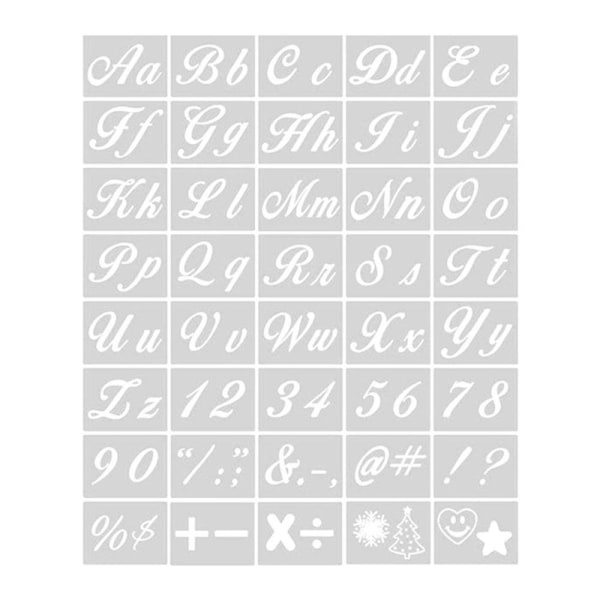 40 stk genanvendelige kunsthåndværks-alfabetsjabloner med kalligrafiskrifttype, store og små bogstaver