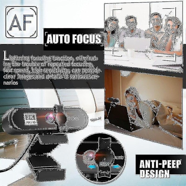 (4k) Autofokuslins 4k Konferens PC Webbkamera USB Webbkamera