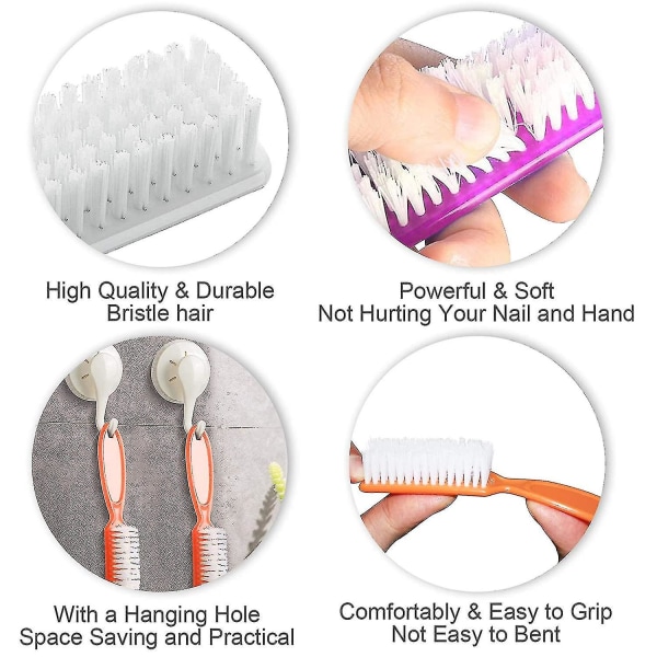 5 stk Håndtag Grip neglebørste, håndfingerneglerens børste manicure værktøj Skrub gave