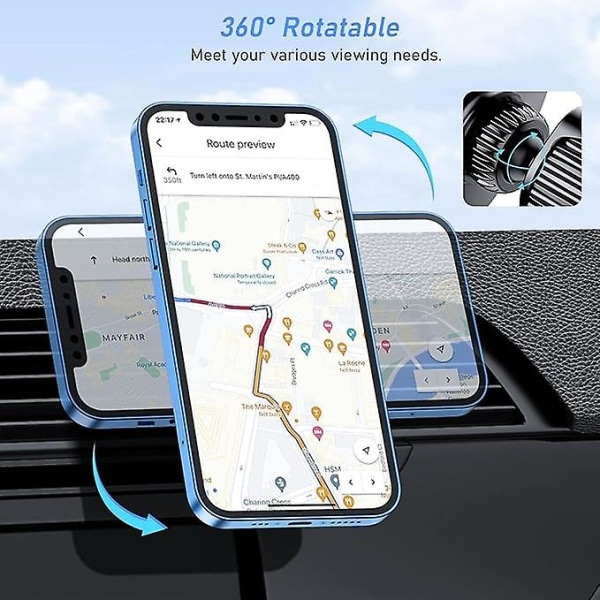 Biltelefonhållare, Magnetisk Biltelefonhållare Magnet Hållare Luftventil - 360° Rotation & 2023 Förbättrad C