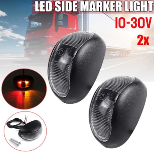 2 stk 10-30v Led bil lastebil sidemarkørlys blinklys indikatorlys klarering lampe baklys Fo