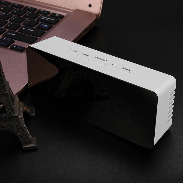 Spegels LED-väckarklocka Multifunktionell Digital Elektronisk Temperatur Snooze Klocka
