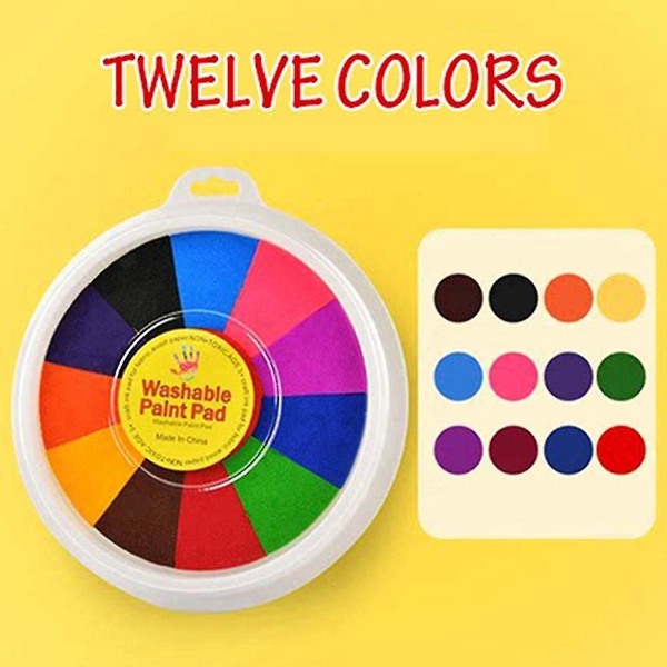 Fingermålningssats, tvättbara fingerfärger för barn, 12 färger Finger Ink Pad-stämpel