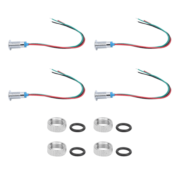 Sæt med 4 industrielle kontrolkomponenter - 8mm fælles katode LED-indikatorlys, rød og grøn, 110V/220V