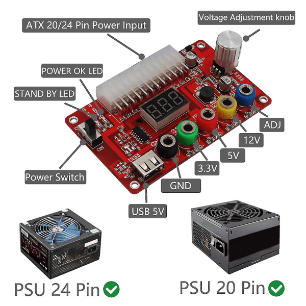 24 Pin Regulator Adapter Desktop Computer Pc Transfer Board Strømforsyningsmodul