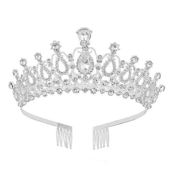 Bryllup Kvinder Krone Rhinestone Tiara Prinsesse Dronning Hår Tilbehør