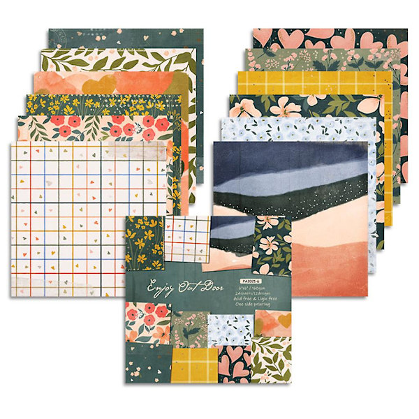 24 st 6x6'' Blomsterblad Mönster Bakgrund Pad Papper För Scrapbooking Dekor Journal Album Diy Memopads Handgjorda