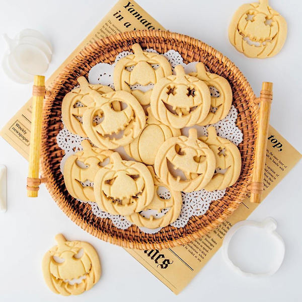 Halloween Dekor Pumpa Kakform Plast 3d Cartoon Pressbar Biscuit Formar