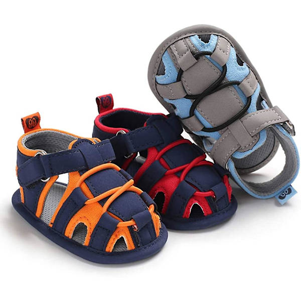 Spädbarn Baby Pojkar Flickor Sommar Strand Andningsbar Athleticsports Anti-halk Sandaler Mjuk Sula Nyfödd Första Walker Spjälsäng Skor a-greyblue 6-12 months infant