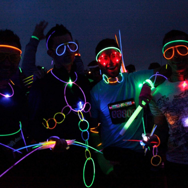 Glow Sticks Bulk 50ct Glow Eyeglasses, Glow In The Dark Rave Party Briller Fødselsdag Bryllup favoriserer Glow Party Supplies Jul Halloween Decor