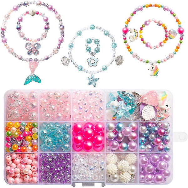 Children Diy Beads For Jewellery Bracelet Necklaces String Making Kit