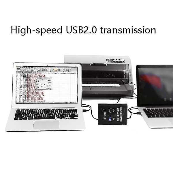 It-well Usb 2 In 1 Out Tulostin, 2-porttinen Manuaalinen Kvm-muunnin Musta