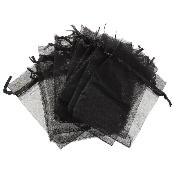 100 mustaa organzaa hääsuosikkilaukkuja korupusseja 9cm x 12cm