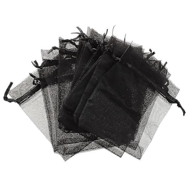 100 Svarta Organza Bröllopsgåvor Påsar Smycken Påsar 9cm X 12cm