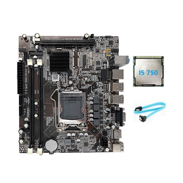 H55 Moderkort LGA1156 Stödjer I3 530 I5 760 Serie CPU DDR3 Minne Dator Moderkort+i5 750 C