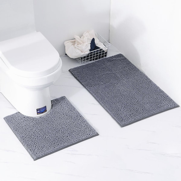 Badrumsmatta Hög Lugg Mikrofiber Badrumsmatta Set Om 2, Halkskydd, Slitstark