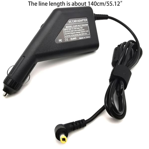 Billadapter til bil, strømforsyning, 5,5x2,5 mm, USB, 4,5 A, 16 V, til bærbar computer og telefon